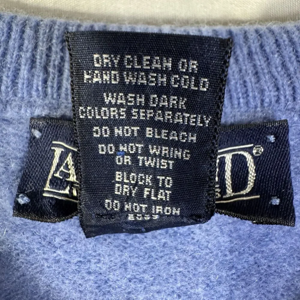 Lands’ End Men’s 2XL Blue V-Neck Sweater 100% Lambswool Pullover
